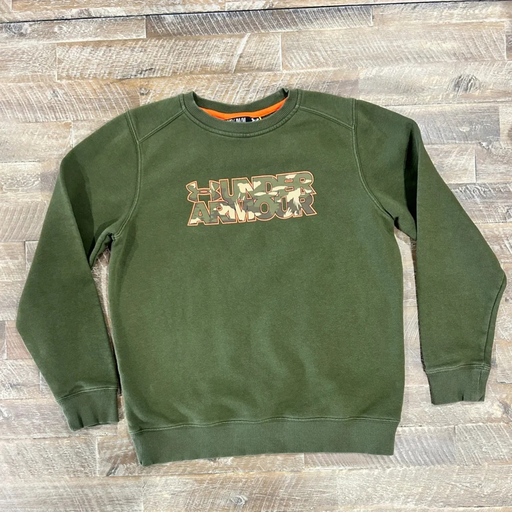 Under Armour Green Camo Logo Crew Neck Sweatshirt